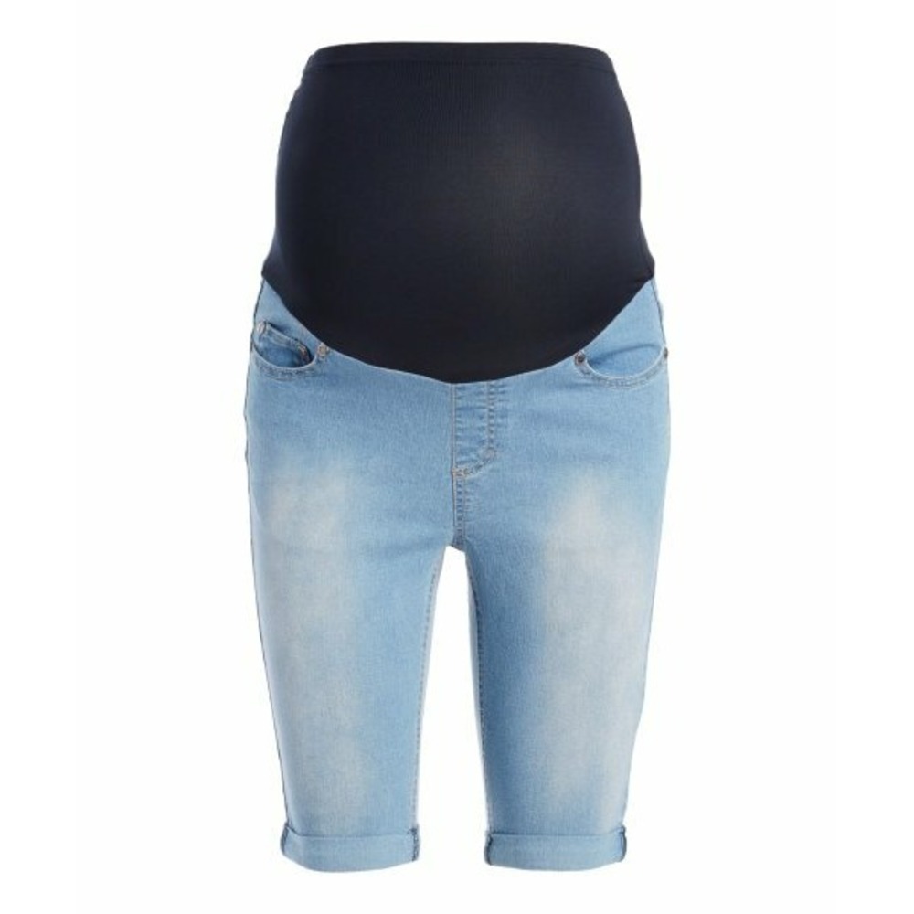 Women's Maternity Shorts Jeans  Over The Belly size 1X Light Blue Color